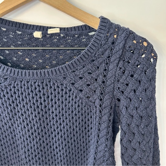 Moth from Anthropologie Navy Blue Open Weave Sweater, Size Small - Picture 2 of 6